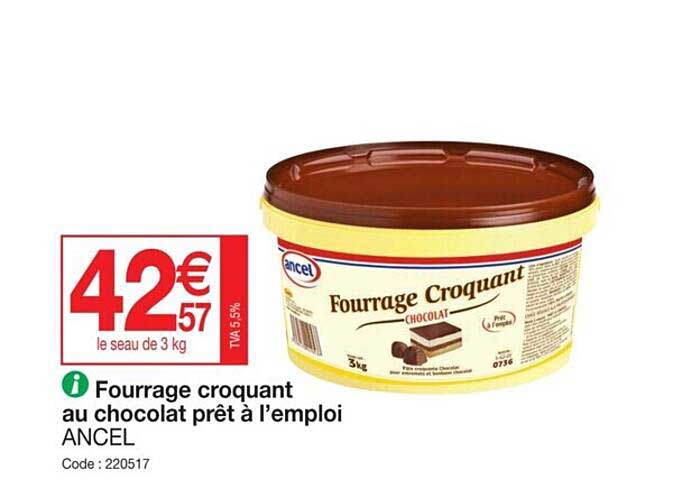 fourrage croquant au chocolat prêt à l'emploi ancel