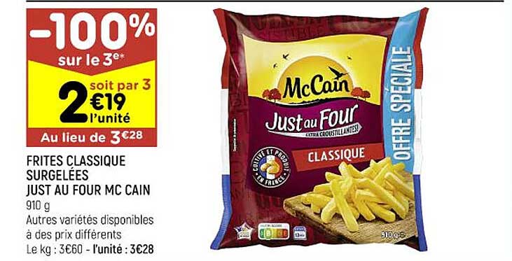 frites classique surgelées just au four mc cain