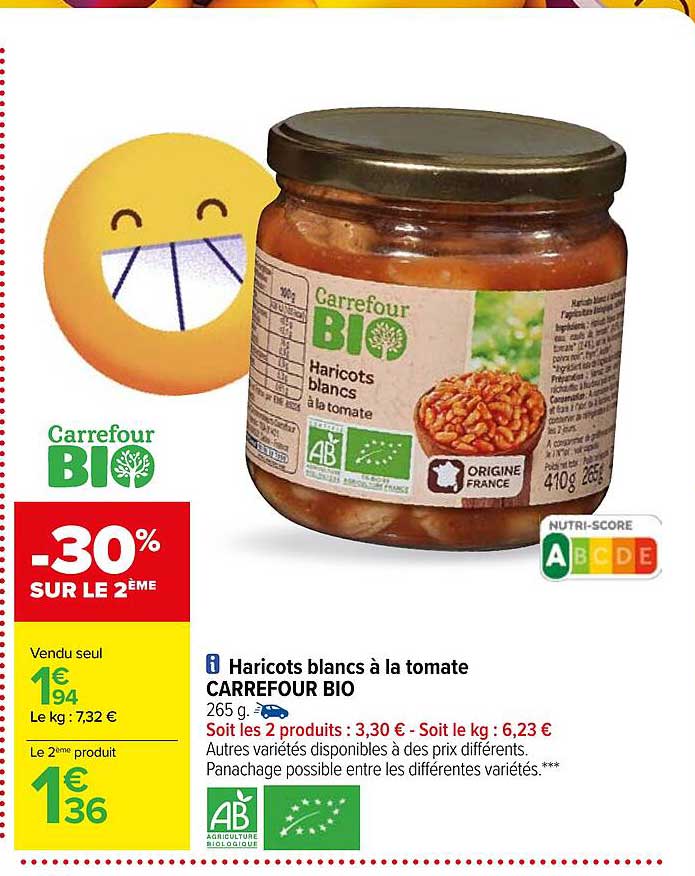 Haricots Blancs à La Tomate Carrefour Bio
