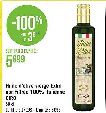 huile d'olive vierge extra non filtrée 100% italienne ciro