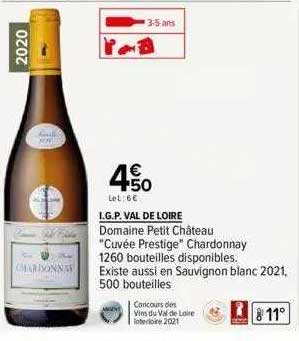 i.g.p. val de loire domaine petit château "cuvée prestige" chardonnay