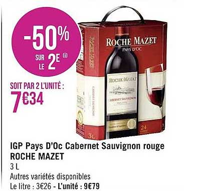 Igp Pays D'oc Cabernet Sauvignon Rouge Roche Mazet