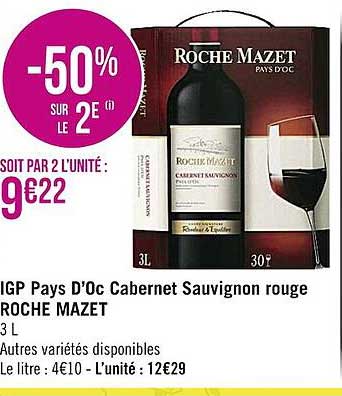 igp pays d'oc cabernet sauvignon rouge roche mazet