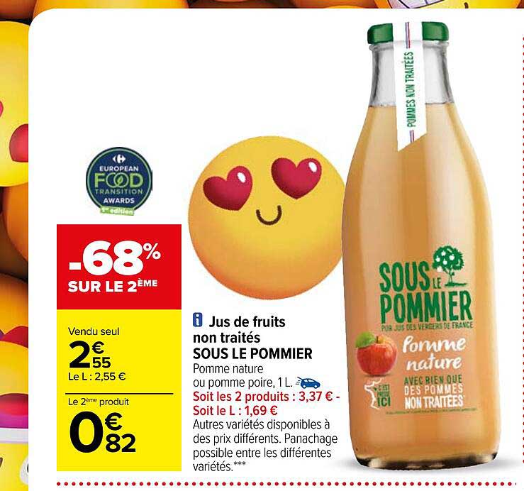 jus de fruits non traités sous le pommier