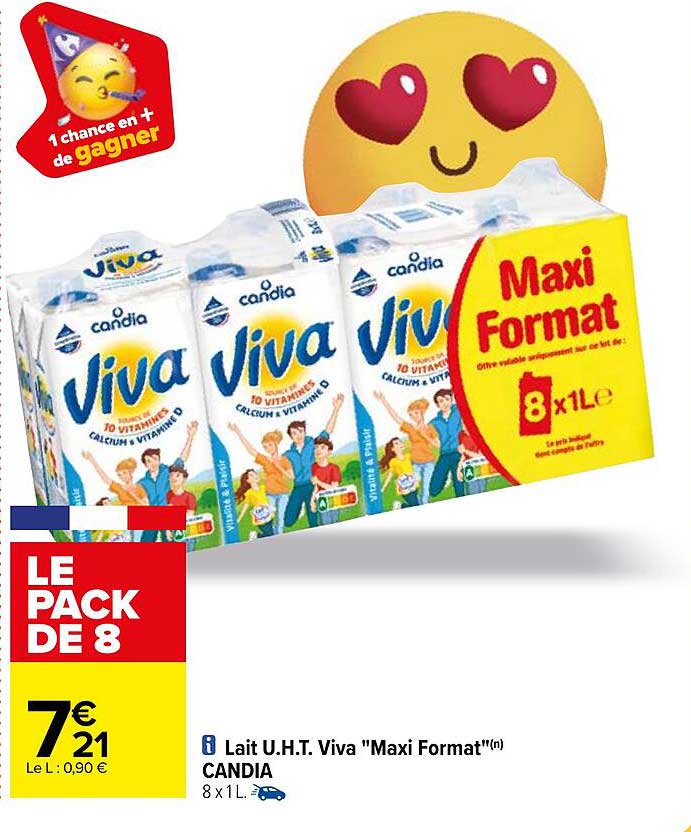 lait uht viva "maxi format" candia