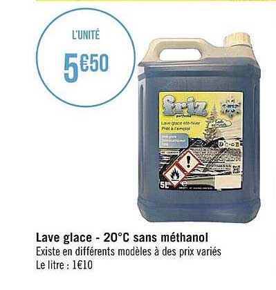 lave glace -20°c sans méthanol