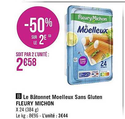 le bâtonnet moelleux sans gluten fleury michon