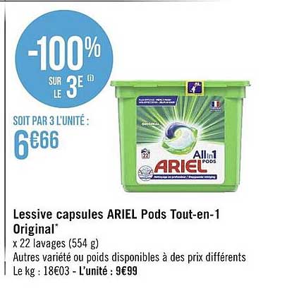 lessive capsules ariel tout-en-1 original