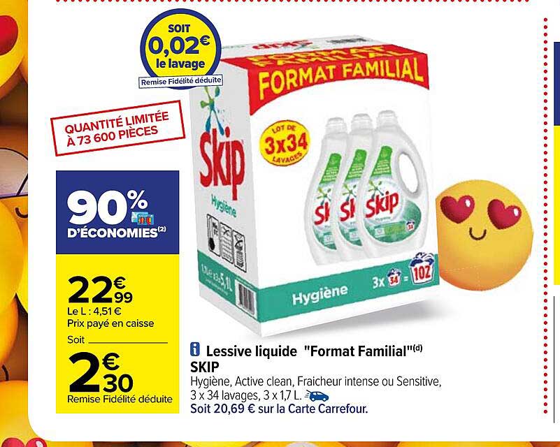 lessive liquide "format familial" skip