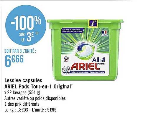lessives capsules ariel pods tout-en-1 original