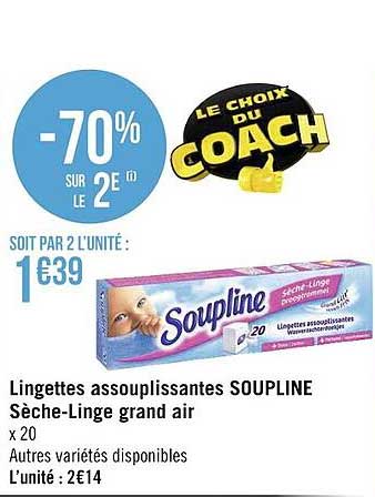 lingettes assouplissantes soupline sèche-linge grand air