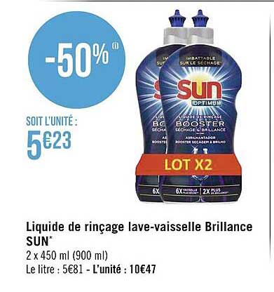 liquide de rinçage lave-vaisselle brillance sun
