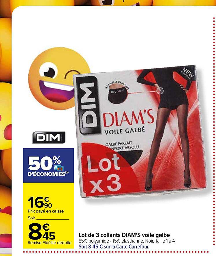 lot de 3 collants diam's voile galbe