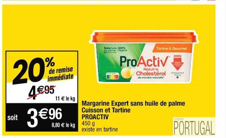 margarine expert sans huile de palme cuisson et tartine proactiv