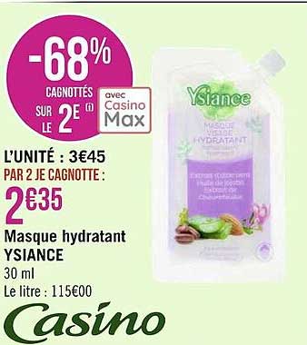 masque hydratant ysiance