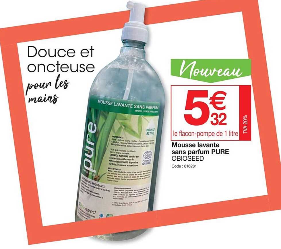 mousse lavante sans parfum pure obioseed