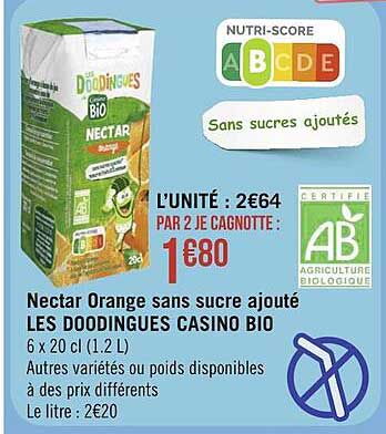nectar orange sans sucre ajouté les doodingues casino bio