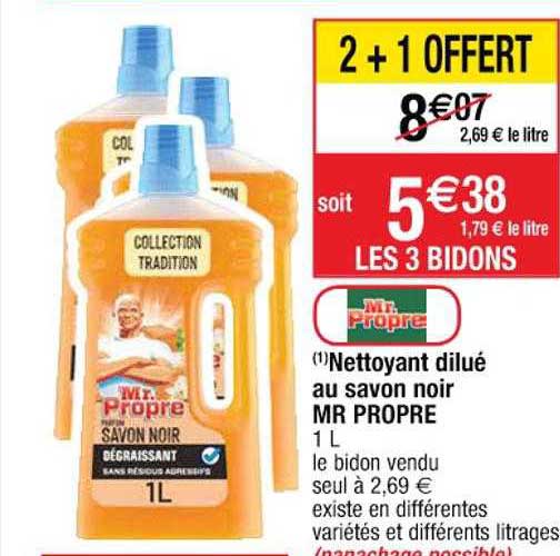 nettoyant dilué au savon noir mr propre