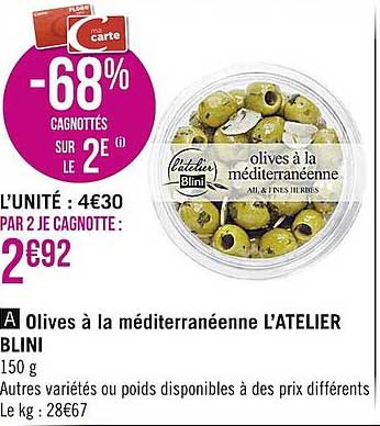 Olives à La Méditerranéenne L'atelier Blini