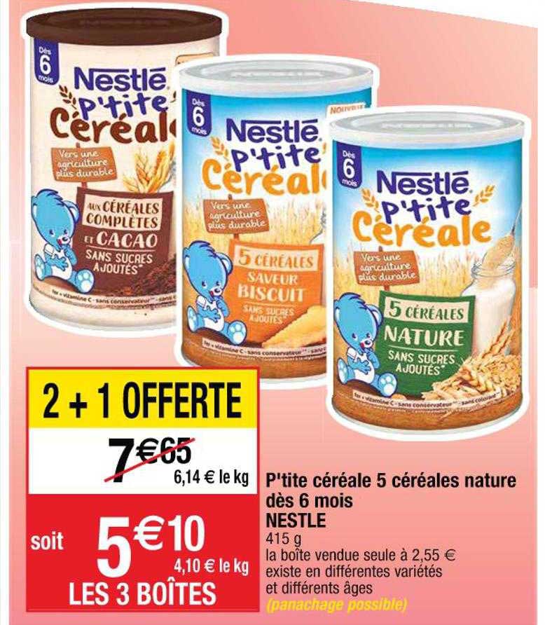 p'tite céréale 5 céréales nature dès 6 mois nestlé