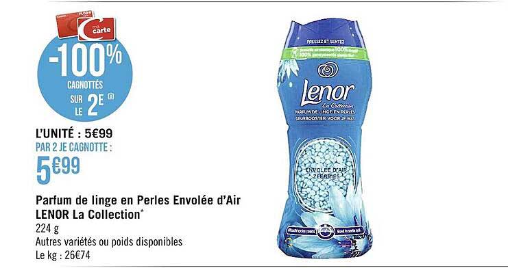 parfum de linge en perles envolée d'air lenor la collection