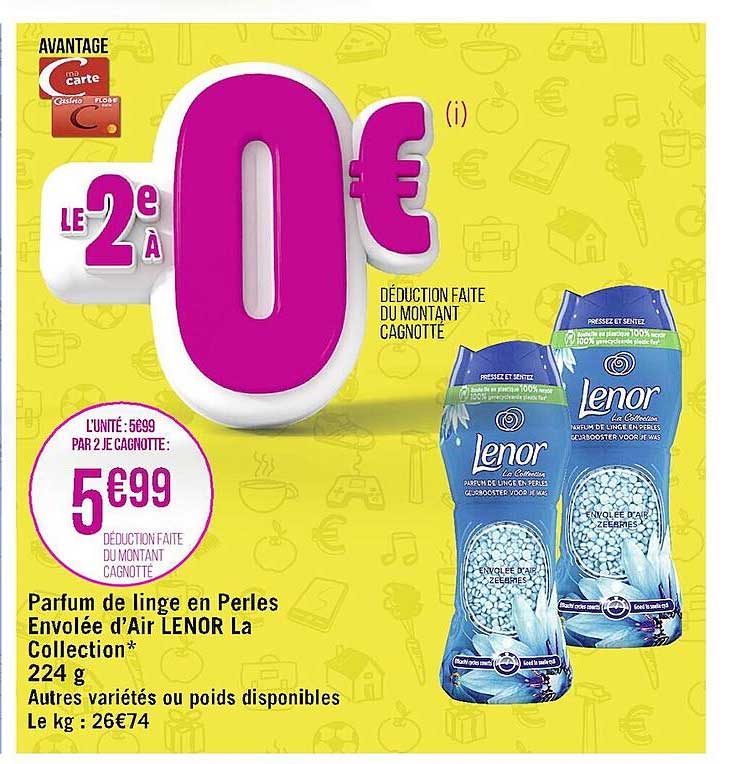 parfum de linge en perles envolée d'air lenor la collection