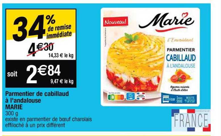 parmentier de cabillaud à l'andalouse marie