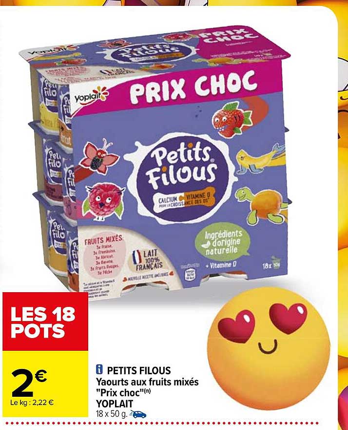 petits filous yaourts aux fruits mixés prix choc yoplait