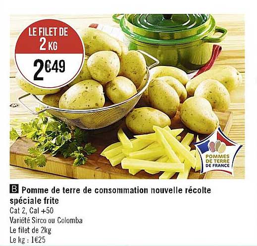 pomme de terre de consommation nouvelle récolte spéciale frite