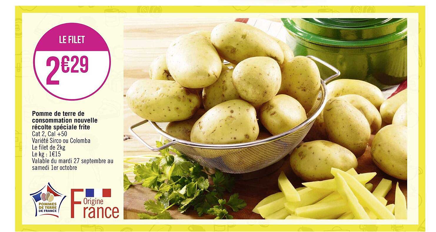 pomme de terre de consommation nouvelle récolte spéciale frite
