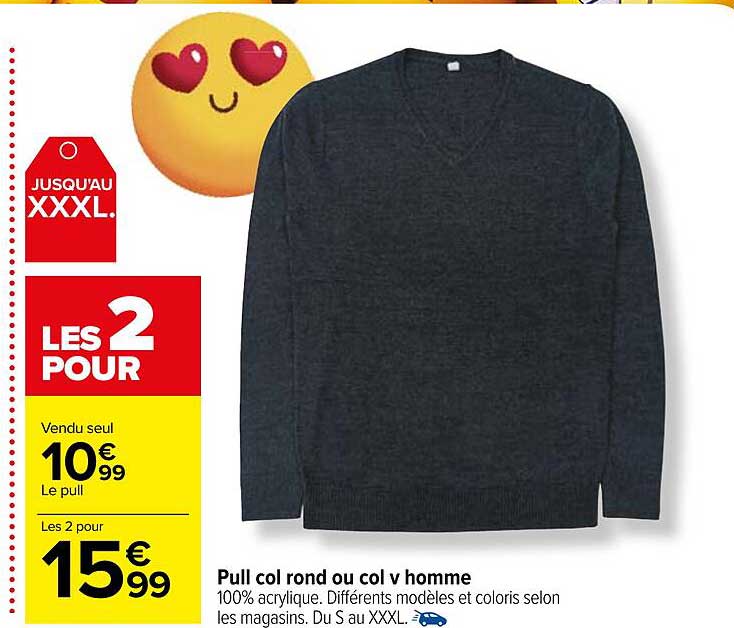 pull col rond ou col v homme