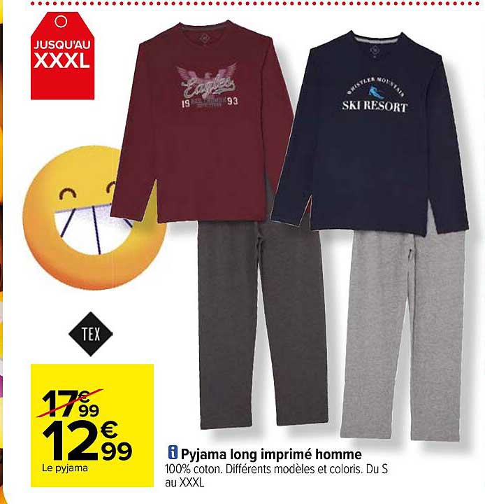 Pyjama Long Imprimé Homme