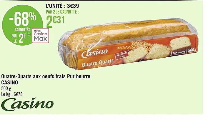 quatre-quarts aux oeufs frais pur beurre casino