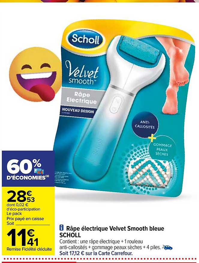 râpe électrique velvet smooth bleue scholl