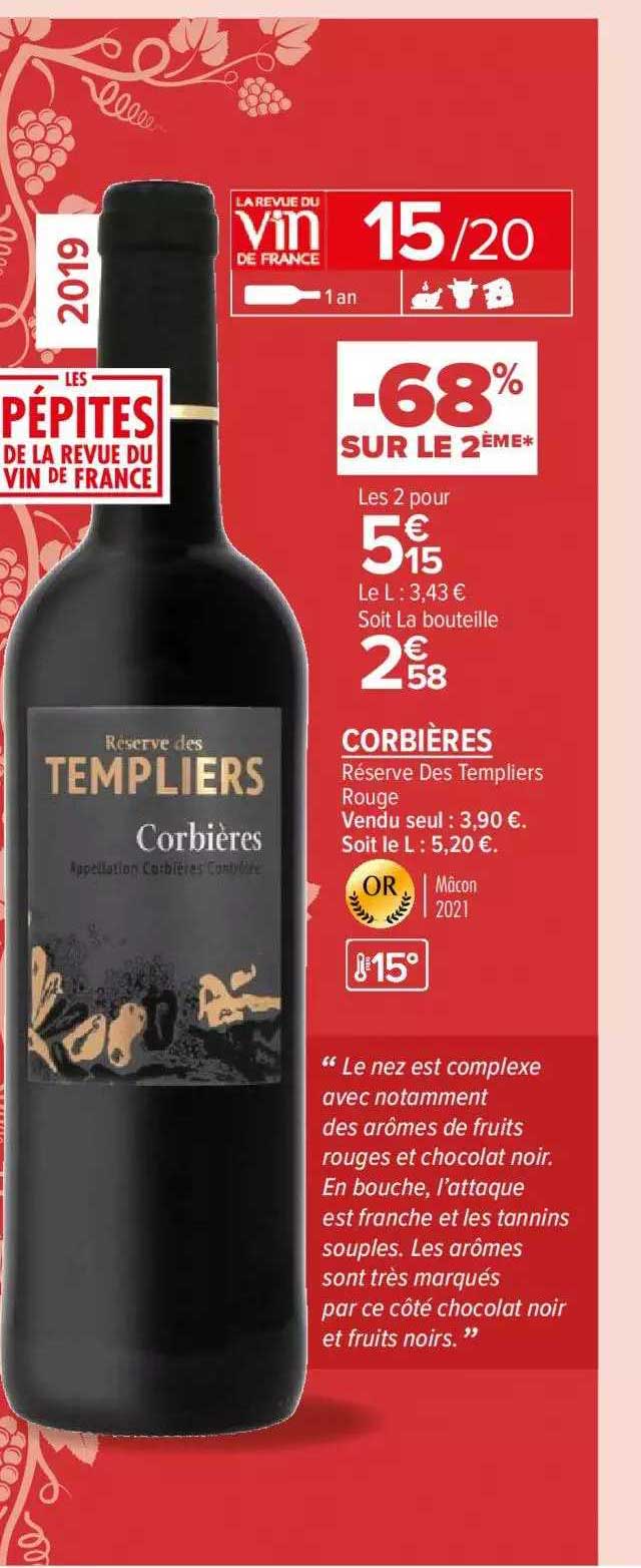Réserves Des Templiers Rouge Corbières