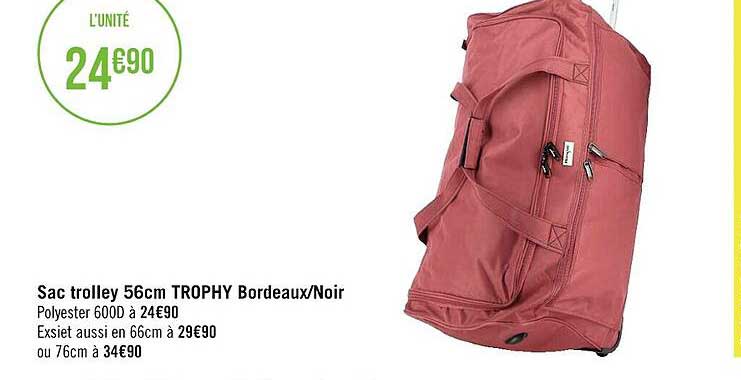 sac trolley 56cm trophy bordeaux ou noir