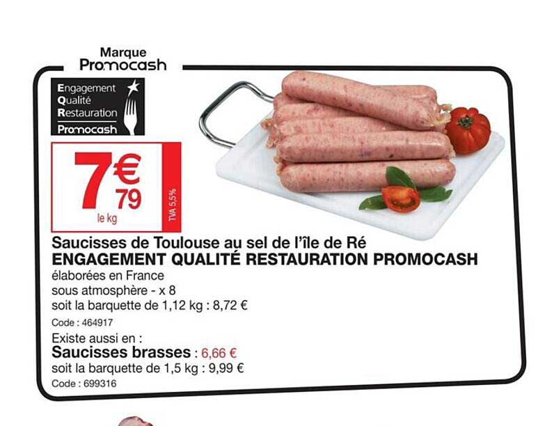 saucisses de toulouse au sel de l'île de ré engagement qualité restauration promocash