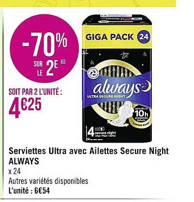 servittes ultra avec ailettes secure night always