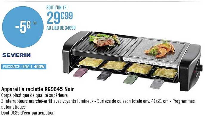 Severin Appareil à Raclette Rg9645 Noir