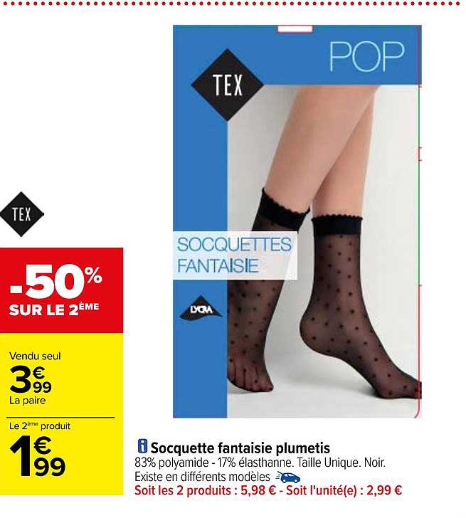 socquette fantaisie plumetis tex
