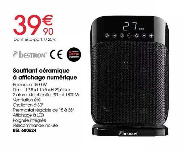 soufflant céramique à affichage numérique bestron