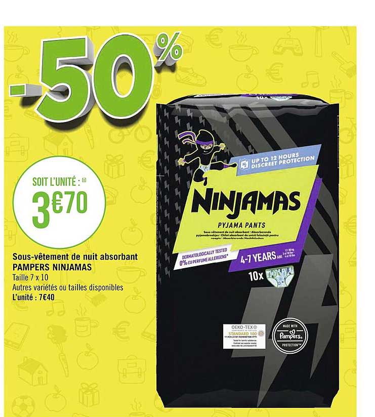 sous-vêtement de nuit absorbant pampers ninjamas