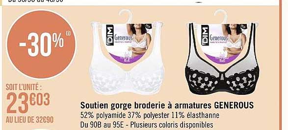 soutien gorge broderie à armatures generous