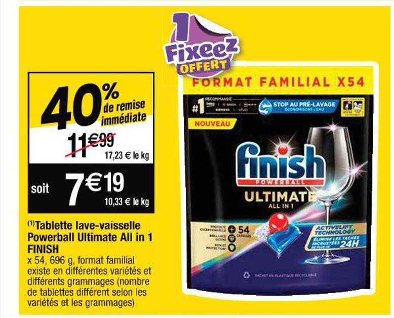 tablette lave-vaisselle powerball ultimate all in 1 finish