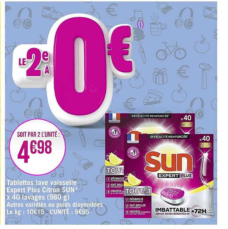 tablettes lave vaisselle expert plus citron sun