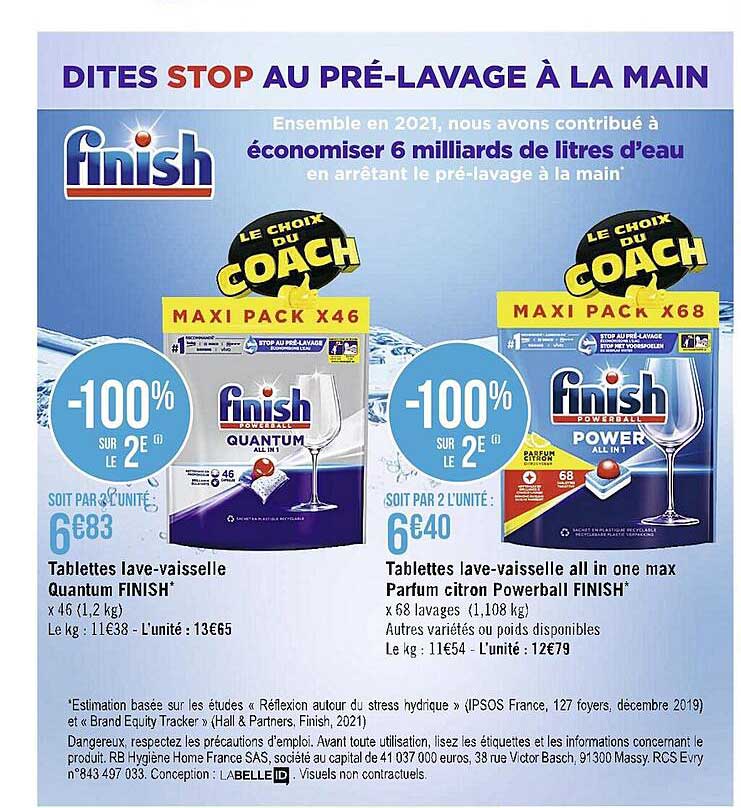 tablettes lave-vaisselle quantum finish oder all in one max parfum citron powerball finish