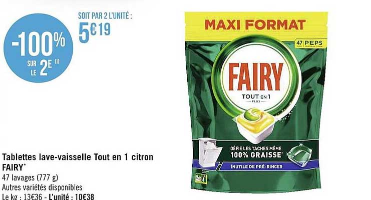 tablettes lave-vaisselle tout e 1 citron fairy