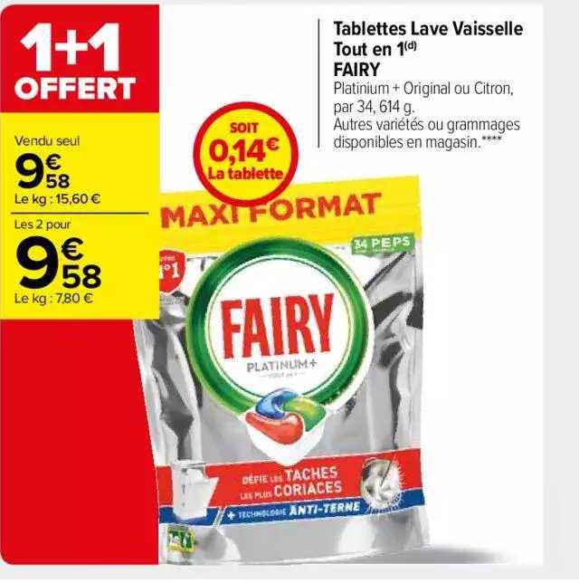 tablettes lave vaisselle tout en 1 fairy