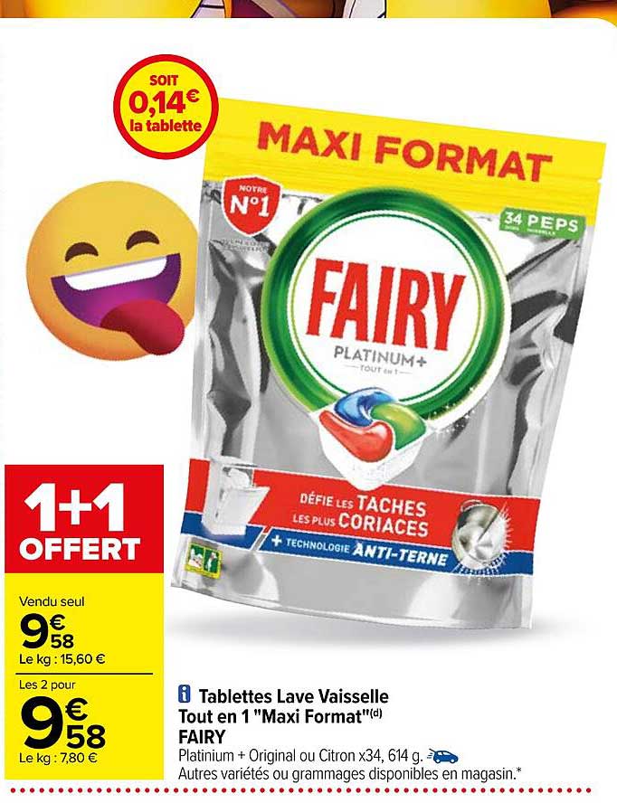 Tablettes Lave Vaisselle Tout En 1 Maxi Format Fairy