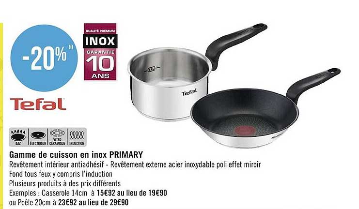Tefal Gamme De Cuisson En Inox Primary